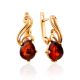 Chic Gold Plated Silver Amber Earrings The Swan, image 