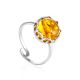 Amber With Fossil Midge Adjustable Ring The Clio, Ring Size: Adjustable, image 