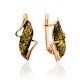 Green Amber Earrings In Gold The Vesta, image 