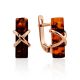 Gold Plated Silver Earrings With Natural Amber Stones The Scandinavia, image 