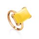 Geometric Gold Plated Silver Ring With Honey Amber Centerstone The Etude, Ring Size: 10 / 20, image 