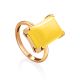 Geometric Gold Plated Silver Ring With Honey Amber Centerstone The Etude, Ring Size: 5.5 / 16, image 