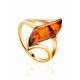 Cognac Amber Ring In Gold-Plated Silver The Vesta, Ring Size: 12 / 21.5, image 