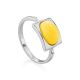 Stylish Silver Ring With Honey Amber The Saturn, Ring Size: 6 / 16.5, image 