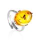 Stylish Amber With Fossil Mosquito Ring The Clio, Ring Size: Adjustable, image 