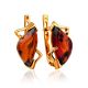 Cognac Amber Earrings In Gold-Plated Silver The Vesta, image 