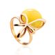 Gold Plated Silver Ring With Honey Amber The Cherry, Ring Size: 6.5 / 17, image 