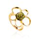 Adorable Floral Ring In Gold-Plated Silver With Green Amber The Daisy, Ring Size: 10 / 20, image 