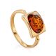 Golden Ring With Cognac Amber Stone The Saturn, Ring Size: 8 / 18, image 