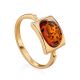 Golden Ring With Cognac Amber Stone The Saturn, Ring Size: 7 / 17.5, image 