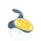 Exclusive Blue Leather Ring With Amber Centerstone, Ring Size: Adjustable, image , picture 3