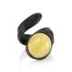 Flexible Leather Ring With Natural Amber Centerstone, Ring Size: Adjustable, image , picture 3