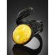 Flexible Leather Ring With Natural Amber Centerstone, Ring Size: Adjustable, image , picture 2