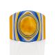 Blue And Yellow Leather Cuff Bracelet With Natural Amber, image , picture 3