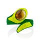 Colorful Green Leather Bracelet With Natural Amber Centerstone, image , picture 3