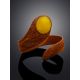 Safari Style Leather Cuff Bracelet With Amber Centerstone, image , picture 2
