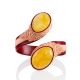 Two-Toned Leather Cuff Bracelet With Natural Amber Centerstone, image , picture 3