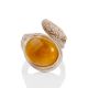 Safari Style Leather Ring With Natural Amber Centerstone, Ring Size: Adjustable, image , picture 3