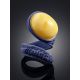 Boho Chic Lilac Leather Ring With Amber Centerstone, Ring Size: Adjustable, image , picture 2