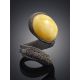 Designer Leather Ring With Amber, Ring Size: Adjustable, image , picture 2