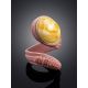 Pinkish Leather Ring With Amber Centerstone, Ring Size: Adjustable, image , picture 2