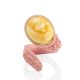 Pinkish Leather Ring With Amber Centerstone, Ring Size: Adjustable, image , picture 3