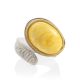 Exclusive White Leather Flexible Ring With Natural Amber, Ring Size: Adjustable, image , picture 3