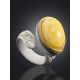 Exclusive White Leather Flexible Ring With Natural Amber, Ring Size: Adjustable, image , picture 2