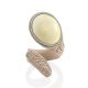Beige Leather Flexible Ring With Amber, Ring Size: Adjustable, image , picture 3