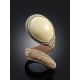 Beige Leather Flexible Ring With Amber, Ring Size: Adjustable, image , picture 2