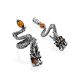Dragon Design Silver Amber Ring, Ring Size: Adjustable, image , picture 6