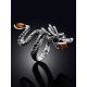 Dragon Design Silver Amber Ring, Ring Size: Adjustable, image , picture 2