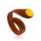 Safari Style Leather Cuff Bracelet With Amber Centerstone, image 