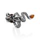 Dragon Design Silver Amber Ring, Ring Size: Adjustable, image 