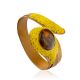 Safari Style Leather Bracelet With Natural Amber Centerstone, image 