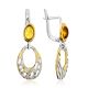 Fashionable Lemon Colored Amber Dangle Earrings, image 