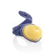 Boho Chic Lilac Leather Ring With Amber Centerstone, Ring Size: Adjustable, image 