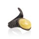 Designer Leather Ring With Amber, Ring Size: Adjustable, image 