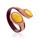 Two-Toned Leather Cuff Bracelet With Natural Amber Centerstone, image 