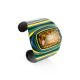 Wide Mix Color Leather Cuff Bracelet With Natural Green Amber, image 