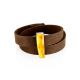 Stylish Leather Bracelet With Amber And Wood, image 