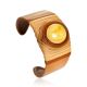 Wide Brown Leather Cuff Bracelet With Amber, image 