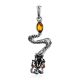 Silver Dragon Pendant With Amber, image 
