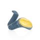 Exclusive Blue Leather Ring With Amber Centerstone, Ring Size: Adjustable, image 