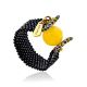 Designer Beaded Ring With Natural Amber The Link, Ring Size: 9 / 19, image 
