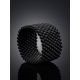 Minimalist Design Matte Black Glass Bead Ring The Link, Ring Size: 6.5 / 17, image , picture 2