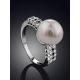 Ultra Stylish Pearl Ring With Crystals, Ring Size: 6.5 / 17, image , picture 2
