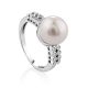 Ultra Stylish Pearl Ring With Crystals, Ring Size: 6.5 / 17, image 