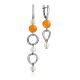 Asymmetric Design Earrings With Quartz And Faux Pearl, image 