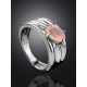 Glossy Peach Colored Quartz Ring, Ring Size: 6 / 16.5, image , picture 2